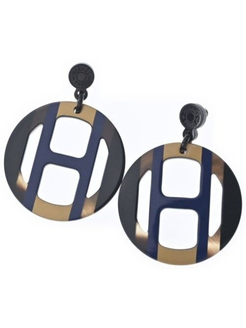 Hermes Earrings Navy
